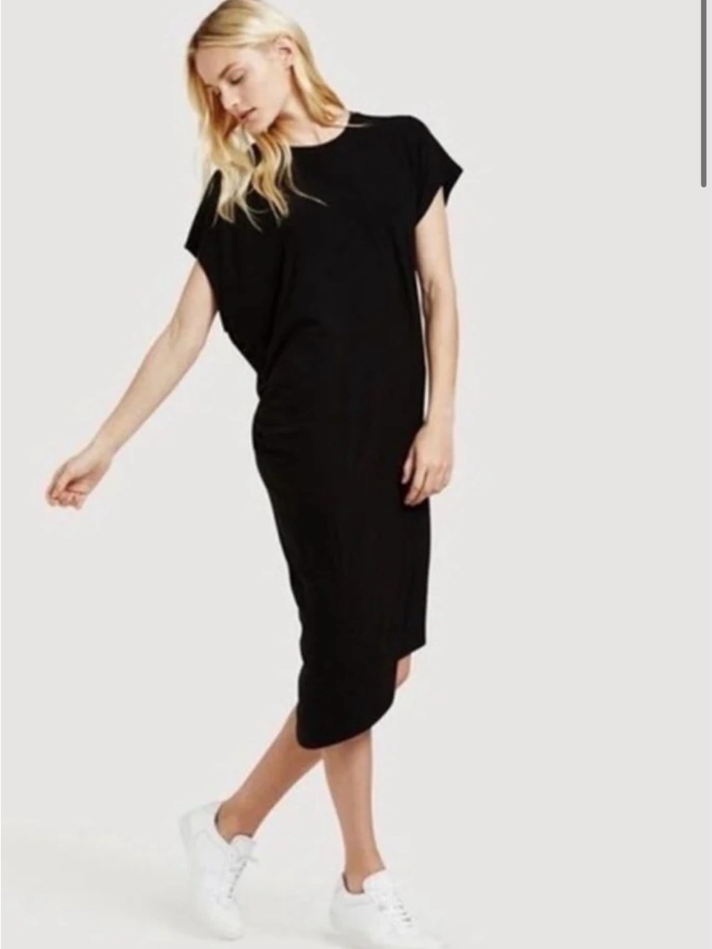 Kit and Ace Brushed Wave Asymmetrical Dress Black Modal Cashmere Size 8